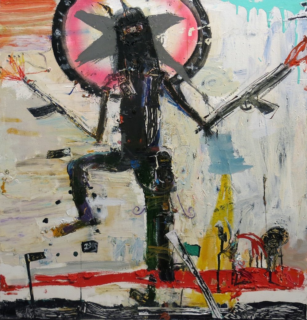  Matt Blackwell,&nbsp; Barbarian,&nbsp; 2015, oil and collage on canvas, 28h x 26w in. 